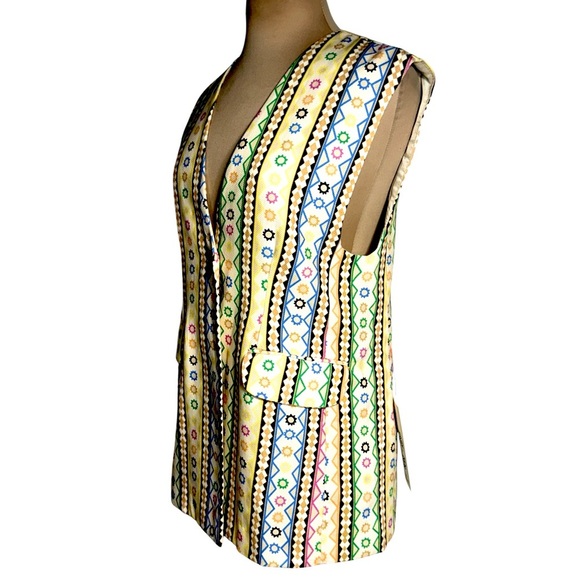Never Fully Dressed Fiesta longline waistcoat blazer vest multicolor geo stripe - Picture 11 of 13